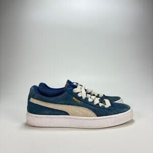 Puma Suede Blue White Chunky Fat Lace Sneakers 355110 02 Youth Boys Size 4.5